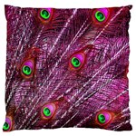 Red Peacock Feathers Color Plumage Large Flano Cushion Case (One Side) Front