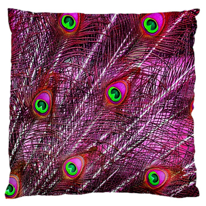 Red Peacock Feathers Color Plumage Large Flano Cushion Case (One Side)