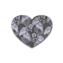 Curtain Ornament Flowers Leaf Rubber Coaster (heart)  by Pakrebo