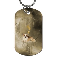 Cute Little Chihuahua With Hearts On The Moon Dog Tag (Two Sides)