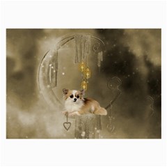 Cute Little Chihuahua With Hearts On The Moon Large Glasses Cloth