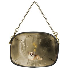 Cute Little Chihuahua With Hearts On The Moon Chain Purse (One Side)