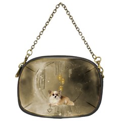 Cute Little Chihuahua With Hearts On The Moon Chain Purse (Two Sides)