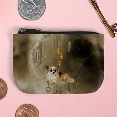 Cute Little Chihuahua With Hearts On The Moon Mini Coin Purse