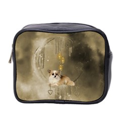 Cute Little Chihuahua With Hearts On The Moon Mini Toiletries Bag (Two Sides)