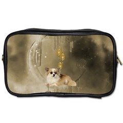 Cute Little Chihuahua With Hearts On The Moon Toiletries Bag (One Side)