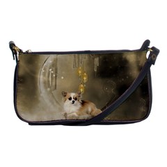 Cute Little Chihuahua With Hearts On The Moon Shoulder Clutch Bag