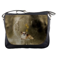 Cute Little Chihuahua With Hearts On The Moon Messenger Bag