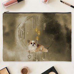 Cute Little Chihuahua With Hearts On The Moon Cosmetic Bag (XXXL)