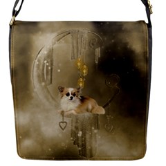 Cute Little Chihuahua With Hearts On The Moon Flap Closure Messenger Bag (S)