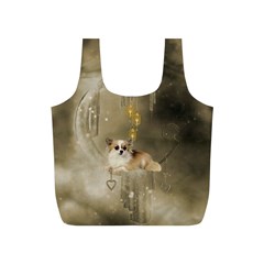 Cute Little Chihuahua With Hearts On The Moon Full Print Recycle Bag (S)