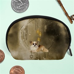 Cute Little Chihuahua With Hearts On The Moon Accessory Pouch (Large)