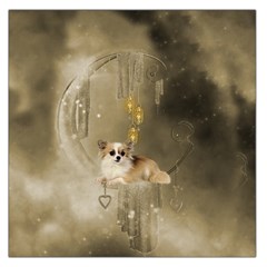 Cute Little Chihuahua With Hearts On The Moon Large Satin Scarf (Square)