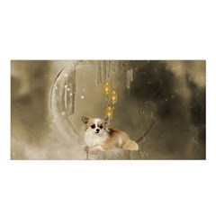 Cute Little Chihuahua With Hearts On The Moon Satin Shawl