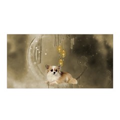 Cute Little Chihuahua With Hearts On The Moon Satin Wrap