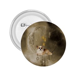 Cute Little Chihuahua With Hearts On The Moon 2.25  Buttons