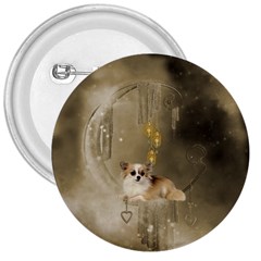 Cute Little Chihuahua With Hearts On The Moon 3  Buttons