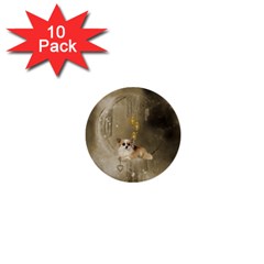 Cute Little Chihuahua With Hearts On The Moon 1  Mini Buttons (10 pack) 