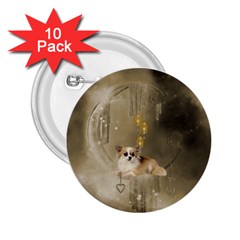 Cute Little Chihuahua With Hearts On The Moon 2.25  Buttons (10 pack) 