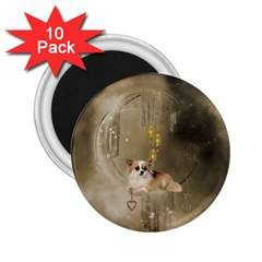 Cute Little Chihuahua With Hearts On The Moon 2.25  Magnets (10 pack) 