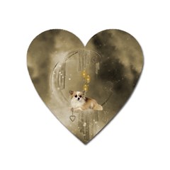 Cute Little Chihuahua With Hearts On The Moon Heart Magnet