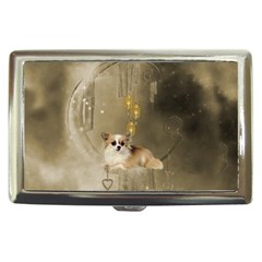 Cute Little Chihuahua With Hearts On The Moon Cigarette Money Case by FantasyWorld7