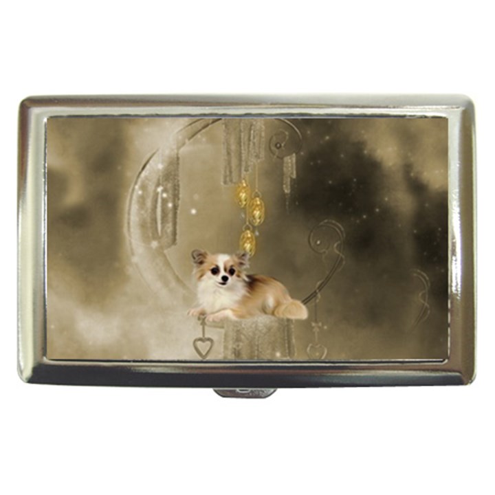 Cute Little Chihuahua With Hearts On The Moon Cigarette Money Case