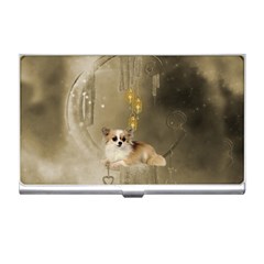 Cute Little Chihuahua With Hearts On The Moon Business Card Holder