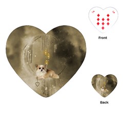 Cute Little Chihuahua With Hearts On The Moon Playing Cards (Heart)