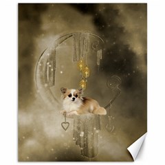 Cute Little Chihuahua With Hearts On The Moon Canvas 11  x 14 