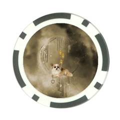 Cute Little Chihuahua With Hearts On The Moon Poker Chip Card Guard