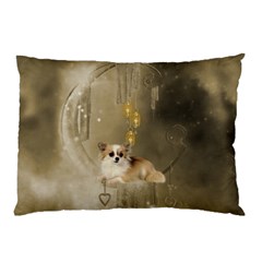 Cute Little Chihuahua With Hearts On The Moon Pillow Case