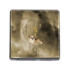 Cute Little Chihuahua With Hearts On The Moon Memory Card Reader (Square 5 Slot)