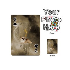 Cute Little Chihuahua With Hearts On The Moon Playing Cards 54 (Mini)