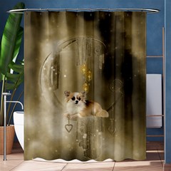 Cute Little Chihuahua With Hearts On The Moon Shower Curtain 60  x 72  (Medium) 