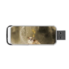 Cute Little Chihuahua With Hearts On The Moon Portable USB Flash (Two Sides)