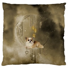 Cute Little Chihuahua With Hearts On The Moon Standard Flano Cushion Case (One Side)