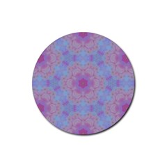 Violet Mandala Floral Pattern Rubber Coaster (round)  by WensdaiAmbrose