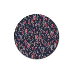 Polka Dotted Rosebuds Rubber Round Coaster (4 Pack)  by retrotoomoderndesigns