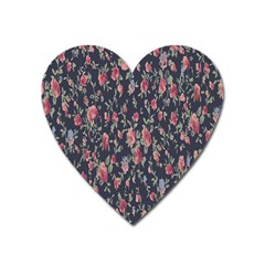 Polka Dotted Rosebuds Heart Magnet by retrotoomoderndesigns