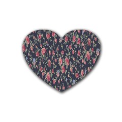 Polka Dotted Rosebuds Heart Coaster (4 Pack)  by retrotoomoderndesigns