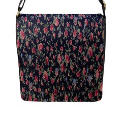 Polka Dotted Rosebuds Flap Closure Messenger Bag (l)