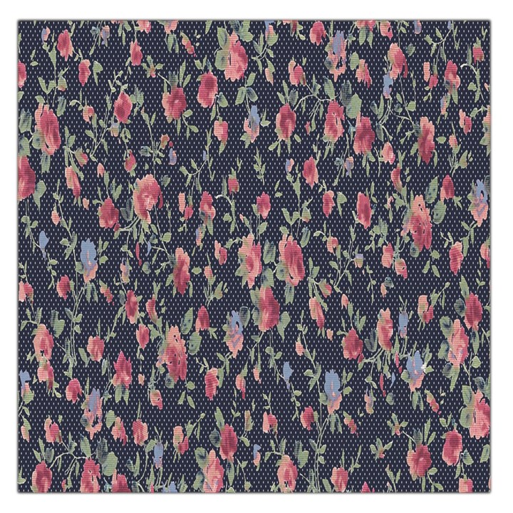 Polka Dotted Rosebuds Large Satin Scarf (Square)