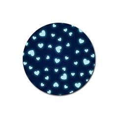 Light Blue Hearts Rubber Coaster (round)  by WensdaiAmbrose