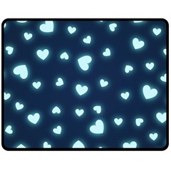 Light Blue Hearts Fleece Blanket (medium)  by WensdaiAmbrose