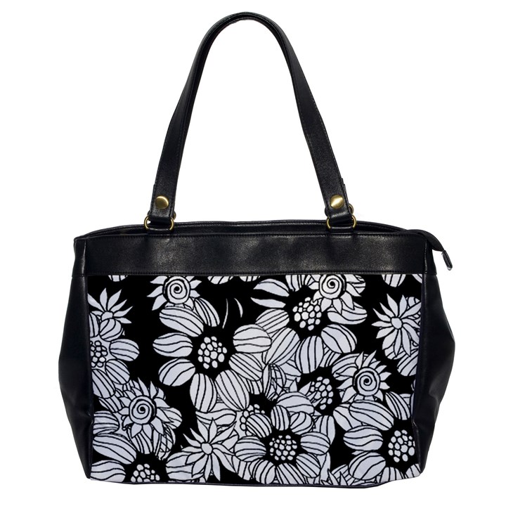 Black & White Floral Oversize Office Handbag