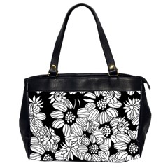 Black & White Floral Oversize Office Handbag (2 Sides) by WensdaiAmbrose