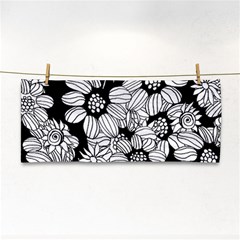 Black & White Floral Hand Towel by WensdaiAmbrose