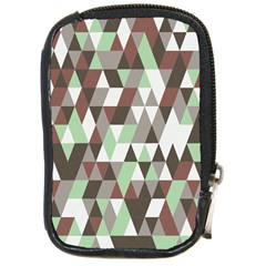 Coco Mint Triangles Compact Camera Leather Case by WensdaiAmbrose