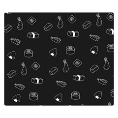 Sushi Pattern - Greyscale Double Sided Flano Blanket (small)  by WensdaiAmbrose